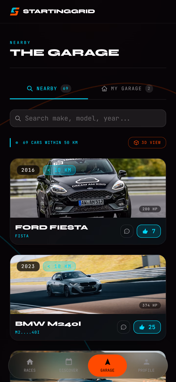 Garajul Starting Grid cu mașini din apropiere, fotografii, putere, aprecieri și comentarii